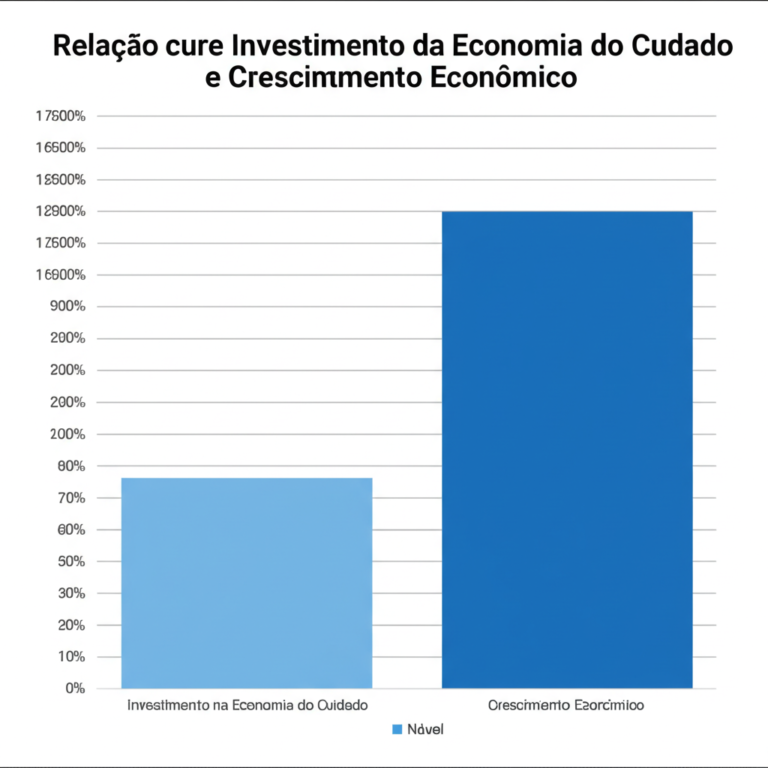 Crescimento Econômico Gráfico mostrando o crescimento econômico relacionado ao investimento na economia do cuidado.