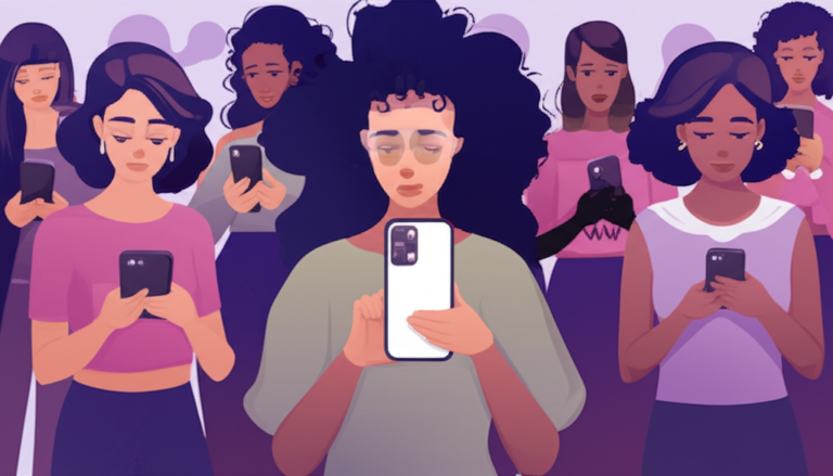 Ativismo Feminista Digital Mulheres diversas utilizando smartphones para ativismo online