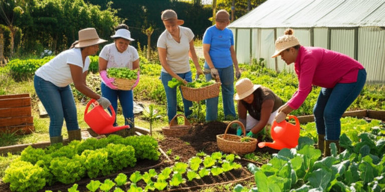 Agricultura Sustentável e Empoderamento Feminino Mulheres trabalhando na agricultura sustentável