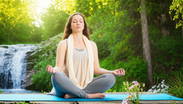 Meditação Feminista para Autocuidado Radical Mulher meditando em meio à natureza