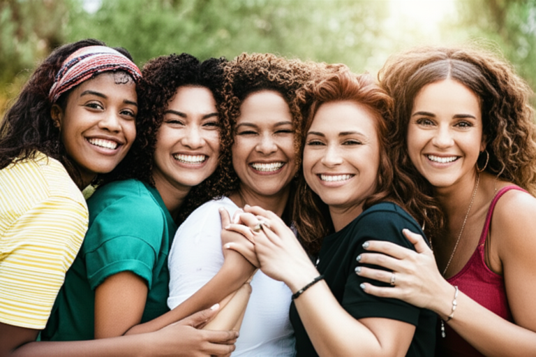 Grupo de mulheres celebrando juntas